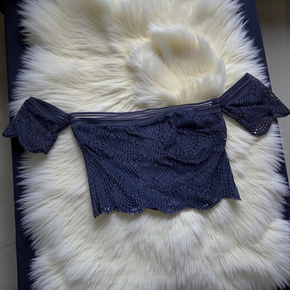 NWT Victorias Secret Very Sexy Off Shoulder Crop Top Bralette Bra  Size S Navy